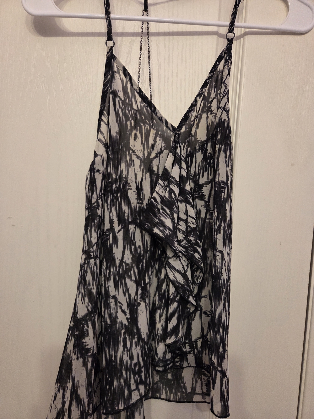 Guess Black & White Printed Ruffle Cami